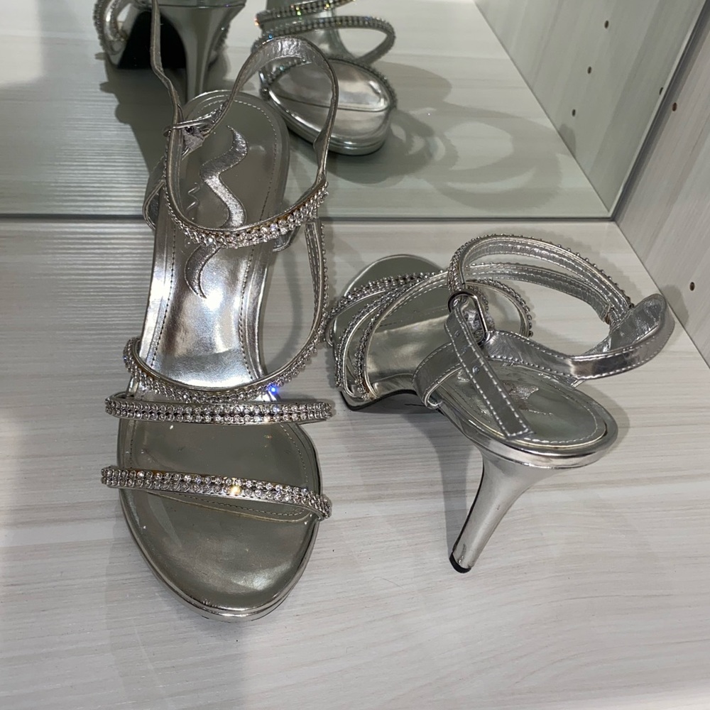 Nina Silver Stilettos with Gems